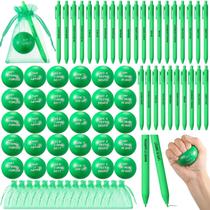 Conjunto de presentes Yeaqee 30 Stress Balls com canetas e bolsas de organza verdes