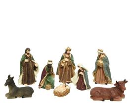 Conjunto de presépio Figurine Decoris, 8 peças de poliresina variadas Conjunto de presépio Figurine Decoris, 8 peças de poliresina variadas