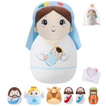 Conjunto de presépios de pelúcia LeYoha Christmas 25 cm Maria e Menino Jesus