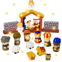 Conjunto de presépios Pamonrueer, 19 peças de estatuetas pintadas à mão em resina Conjunto de presépios Pamonrueer, 19 peças de estatuetas pintadas à mão em resina