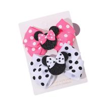 Conjunto De Presilhas De Cabelo Com Laço De Poá Para Meninas, Grampos De Cabelo De Desenho Animado