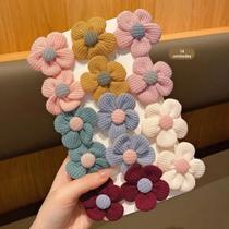 Conjunto De Presilhas E Faixas De Cabelo Com Flores De Tecido Acessórios De Cabelo Modernos Para