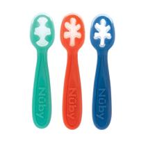 Conjunto de primeiras colheres para bebês Nuby com mais de 6 meses (pacote com 3) para alimentação Conjunto de primeiras colheres para bebês Nuby com mais de 6 meses (pacote com 3) para alimentação