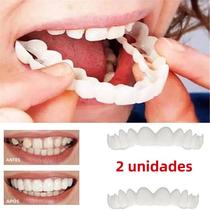 Conjunto De Protetor Bucal Confortável Branco 2 Peças Fácil De Usar Kit De Dentadura Estética Leve