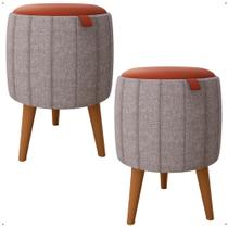 Conjunto de Puff gourmet moderno banqueta Moisés para sala, quarto ou escritório - Cinza