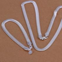 Conjunto De Pulseira De Colar De Prata Esterlina 925 Masculino Feminino 6mm Corrente De Cobra Plana