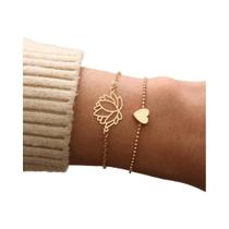 Conjunto De Pulseira De Corrente Geométrica De Strass Dourado Para Mulheres Meninas Pulseira De