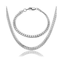 Conjunto De Pulseira E Colar De Corrente De Cobra De Aço Inoxidável Dourado E Prateado De 6mm Para Conjunto De Pulseira E Colar De Corrente De Cobra De Aço Inoxidável Dourado E Prateado De 6mm Para