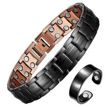 Conjunto de Pulseira Magnética de Cobre Fashtour Força 2X Conjunto de Pulseira Magnética de Cobre Fashtour Força 2X