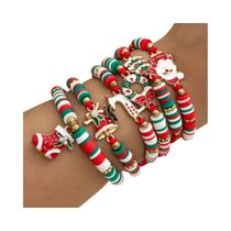 Conjunto De Pulseiras Ajustáveis De Natal Para Mulheres, 6 Peças, Com Pingentes De Papai Noel, Rena, Conjunto De Pulseiras Ajustáveis De Natal Para Mulheres, 6 Peças, Com Pingentes De Papai Noel, Rena,