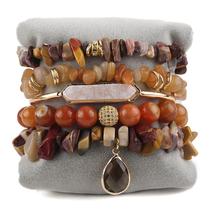 Conjunto de pulseiras Bohemian Stacked para mulheres, feito à mão, 6 peças Conjunto de pulseiras Bohemian Stacked para mulheres, feito à mão, 6 peças