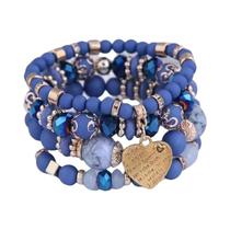 Conjunto De Pulseiras Boho Femininas Com Contas De Cristal, Pulseiras Elásticas Com Letras E Conjunto De Pulseiras Boho Femininas Com Contas De Cristal, Pulseiras Elásticas Com Letras E