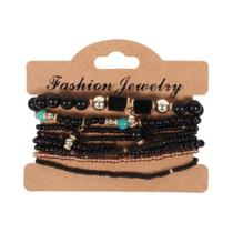 Conjunto De Pulseiras Boho Femininas Com Contas De Madeira, Pingente Árvore Da Vida E Flor Rosa,