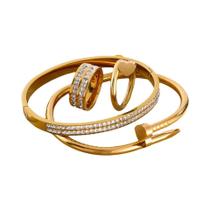 Conjunto De Pulseiras De Coração Com Strass Brilhante 4 Peças Em Aço Inoxidável À Prova d'Água Joias