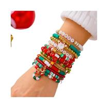 Conjunto De Pulseiras De Natal 12 Peças: Papai Noel, Rena E Árvore De Natal Em Argila Macia Joias Conjunto De Pulseiras De Natal 12 Peças: Papai Noel, Rena E Árvore De Natal Em Argila Macia Joias