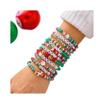 Conjunto De Pulseiras De Natal 12 Peças: Papai Noel, Rena E Árvore De Natal Em Argila Macia Joias