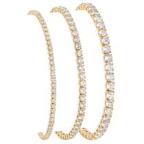 Conjunto de pulseiras de tênis banhado a ouro 14K com diamante para mulheres