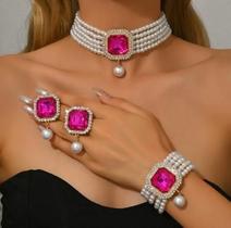 Conjunto de pulseiras e acessório de colar BJR Retro Colorful Women Conjunto de pulseiras e acessório de colar BJR Retro Colorful Women