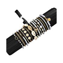 Conjunto De Pulseiras Femininas Boêmias Com Estrelas Do Mar, Conchas E Contas De Arroz, Joias De