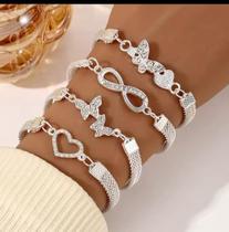 Conjunto de Pulseiras Femininas em Prata 925 Elegância e Brilho para Qualquer Ocasião