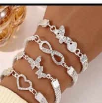Conjunto de Pulseiras Femininas em Prata 925 Elegância e Brilho para Qualquer Ocasião