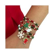 Conjunto De Pulseiras Femininas Modernas Com Pingente De Metal Floco De Neve E Árvore De Natal, 5