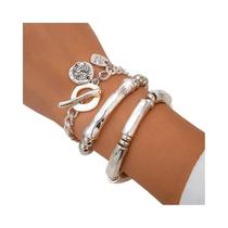 Conjunto De Pulseiras Femininas Vintage Com Pingente De Moeda E Fecho OT, Braceletes Abertos Estilo