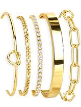 Conjunto de Pulseiras Gokeey Banhadas a Ouro 14K com Zircônia Cúbica Conjunto de Pulseiras Gokeey Banhadas a Ouro 14K com Zircônia Cúbica