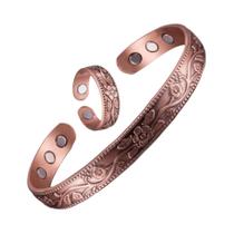 Conjunto De Pulseiras Magnéticas Ajustáveis Retrô Com Flores Para Homens E Mulheres, Banhadas a