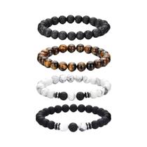 Conjunto De Pulseiras Masculinas De Pedras Naturais De 8mm Olho De Tigre Turquesa Branca Vulcânica 4