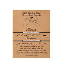 Conjunto de pulseiras Morse Code S925 em prata esterlina para mulheres