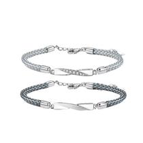 Conjunto de pulseiras para casais, prata 925, ajustável, 3g Conjunto de pulseiras para casais, prata 925, ajustável, 3g