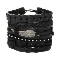Conjunto De Pulseiras Vintage Góticas Multicamadas De Couro Com Asas Para Homens E Mulheres, Joias