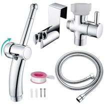 Conjunto de pulverizador de bidê portátil BARROCK com válvula T de latão cromado Conjunto de pulverizador de bidê portátil BARROCK com válvula T de latão cromado