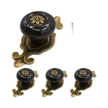 Conjunto De Puxadores Cerâmicos Florais (2/4/8 Peças) Com Base Em Liga De Zinco Para Armários De Conjunto De Puxadores Cerâmicos Florais (2/4/8 Peças) Com Base Em Liga De Zinco Para Armários De