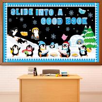 Conjunto de quadro de avisos Winter Penguin Reading