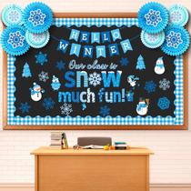 Conjunto de quadros de avisos de inverno Eersida, 71 unidades de decoração de sala de aula Conjunto de quadros de avisos de inverno Eersida, 71 unidades de decoração de sala de aula