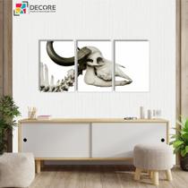 Conjunto De Quadros Decorativos Branco Caveira Mdf 3 Peças