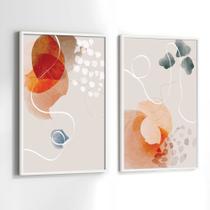 Conjunto de Quadros Decorativos com Moldura Abstrato Tons Vermelho e Cinza Sala Quarto Kit 2