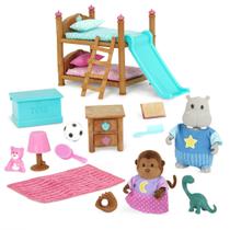 Conjunto de quarto com beliche Dollhouse Furniture Lil Woodzeez 3+ Conjunto de quarto com beliche Dollhouse Furniture Lil Woodzeez 3+
