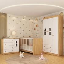 Conjunto de Quarto de Bebê Amora MP4557 4 Portas 6 Gavetas MDP-MDF Amadeirado Multimóveis