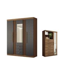 Conjunto de Quarto Jasmine com Espelho Jatoba Grafite