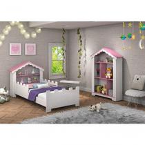 Conjunto De Quarto Princesa Com Cama, Estante E Colchão Branco-rosa - Vitamov Conjunto De Quarto Princesa Com Cama, Estante E Colchão Branco-rosa - Vitamov