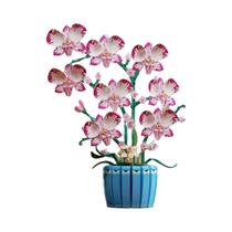 Conjunto De Quebra-Cabeça De Blocos De Montar De Orquídea Rosa Em Vaso Para Presentes De Ano Novo, Conjunto De Quebra-Cabeça De Blocos De Montar De Orquídea Rosa Em Vaso Para Presentes De Ano Novo,