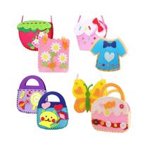 Conjunto De Quebra-Cabeça De Costura DIY Para Crianças 8 Peças Bolsa De Feltro Segura Com Agulha E