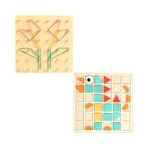 Conjunto De Quebra-Cabeça De Madeira 2 Em 1 Com Painel De Encaixe, Jogo Criativo De Construção De