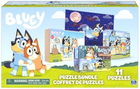 Conjunto de quebra-cabeças Bluey 11 Puzzles Wood & Fuzzy para crianças