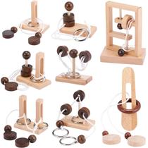 Conjunto de quebra-cabeças de corda de madeira Yilloog Luban Lock Game 14+ Years Conjunto de quebra-cabeças de corda de madeira Yilloog Luban Lock Game 14+ Years