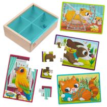 Conjunto de quebra-cabeças de madeira B. toys Pack o' Puzzles Pets 3 Years + Kids