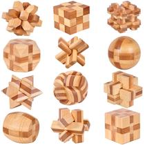 Conjunto de quebra-cabeças de madeira VolksRose IQ Challenge, 12 unidades